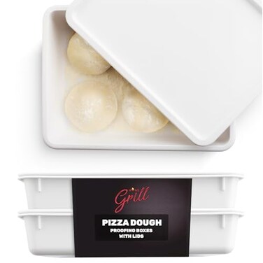 Hans Grill Pizza Dough Proofing Box Pack of 2 Stackable BPAFree Trays with Covers Perfect as a Bread Proofing Box and Dough Container Premium Quality Pizza Storage Container 2 Pack Large