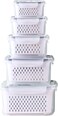 Ronanemon Large Fridge Food Storage Container Set with Lids with Strainer Fruit Vegetable Storage Containers Keep Fruits Vegetables Berry Meat Fresh longer BPAFree Plastic Produce Keepers