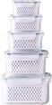 Ronanemon Large Fridge Food Storage Container Set with Lids with Strainer Fruit Vegetable Storage Containers Keep Fruits Vegetables Berry Meat Fresh longer BPAFree Plastic Produce Keepers
