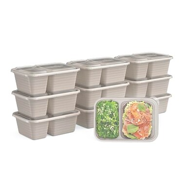 Bentgo Prep 2Compartment Snack Containers with Lids Reusable Microwaveable Durable PFAS BPAFree Freezer and DishwasherSafe Meal Prep Food Storage 10 Trays 10 Lids Clay