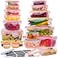 RockBerry 38 Pcs Large Food storage containers85 oz to Small Container Stackable Kitchen storage bowls setsBPA Free Leak proof Plastic food Storage Containers with lids airtightMicrowave freezer safe