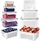 Freshmage Fruit Storage Containers for Fridge with Removable Colander Airtight Food Storage Container Dishwasher Safe Produce Saver for Refrigerator Keep Berry Fruit Fresh Longer 6 pcs Large Clear