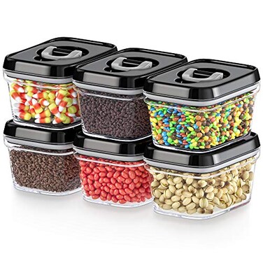 DW&Atilde;&lsaquo;LLZA KITCHEN DWLLZA KITCHEN Set of 6 Mini Airtight Food Storage Containers with Lids Clear Plastic Small Pantry Containers for Spices Candy Nuts Coffee or Tea BPAFree Keeps Food Fresh Dry