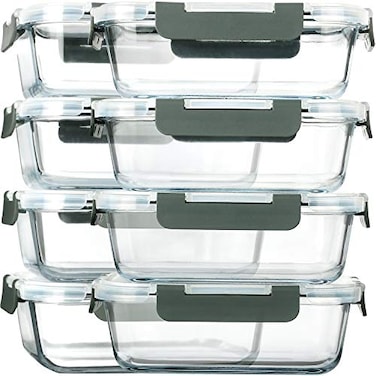 M MCIRCO 8Pack30 oz Glass Meal Prep ContainersGlass Food Storage ContainersAirtight lunch Containers with Lids Microwave Oven Freezer and Dishwasher