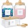 LANDNEOO Glass Jars and Dryer Sheet Holder with Bamboo Lids Dispenser Set and Labels Containers for Laundry Room Organization and Storage Half Gallon Airtight jars Acrylic Storage Box for Laundry supp