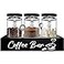 MACIFECI Glass Coffee Containers with Shelf Coffee Station Organizer 54oz Black Glass Coffees Bean Storage Canister with Spoon Coffee Canister Set Kitchen Food Storage Jars for CoffeeSugarCandy