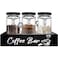 MACIFECI Glass Coffee Containers with Shelf Coffee Station Organizer 54oz Black Glass Coffees Bean Storage Canister with Spoon Coffee Canister Set Kitchen Food Storage Jars for CoffeeSugarCandy
