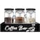 MACIFECI Glass Coffee Containers with Shelf Coffee Station Organizer 54oz Black Glass Coffees Bean Storage Canister with Spoon Coffee Canister Set Kitchen Food Storage Jars for CoffeeSugarCandy