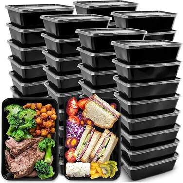 Conyee Meal Prep Containers with Lids Reusable Food Prep Storage Containers TOGO Container Plastic Lunch Box Disposable Bento Box 24oz Microwave Freezers Dishwashers Safe 50 Set