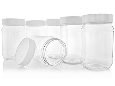 Pinnacle Mercantile Plastic Mason Jars Screw on Ribbed Lid 16 ounceSet 6Airtight LinerMeal Prep ContainersFreezer Safe BPA Free