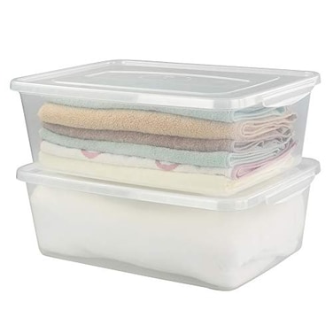 Anbers 16 Quart Clear Latching Storage Containers with Lid Plastic Storage Box 2 Packs