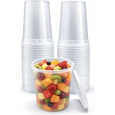 4U'LIFE 4ULIFE 32 oz 20Pack Heavy Duty Translucent Microwavable Plastic Deli Food Storage Containers and Lids Combo Pack