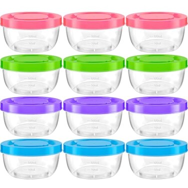 TOFLEN Reusable Small Freezer Containers 5 Oz Plastic Food Storage Containers with Screw On Lids Leakproof Airtight Freezer Safe Dishwasher Safe Set of 12 Multicolor