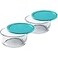 Pyrex 7203 7Cup Glass Bowl and 7402PC 67Cup Turquoise Lid 2Pack Made in USA