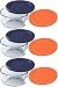 Pyrex 3 7200 2Cup Glass Bowls with 3 7200PC Dark Blue 3 Orange Food Storage Replacement Lids Made in USA