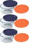 Pyrex 3 7200 2Cup Glass Bowls with 3 7200PC Dark Blue 3 Orange Food Storage Replacement Lids Made in USA