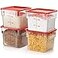 CURTA 4 Pack Food Storage Container with Red Lid NSF Commercial Grade in 60 Qt Square Clear Polycarbonate