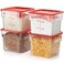CURTA 4 Pack Food Storage Container with Red Lid NSF Commercial Grade in 60 Qt Square Clear Polycarbonate