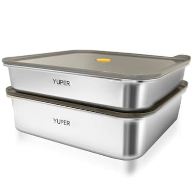 YUPER Stainless Steel Food Containers Meal Prep Containers Bacon Cheese Container for Refrigerator Stainless Steel Containers with Lids Fruit Lunch Storage 2 Pack 84125OZ