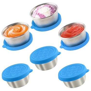 Qukaka 6x16 Oz Salad Dressing Containers With Lids Small Leakproof Reusable Stainless Steel Salad Dressing Container To Go For Lunch BoxesSauce containers PicnicsTravel Meal Prep And Kitchen Storage