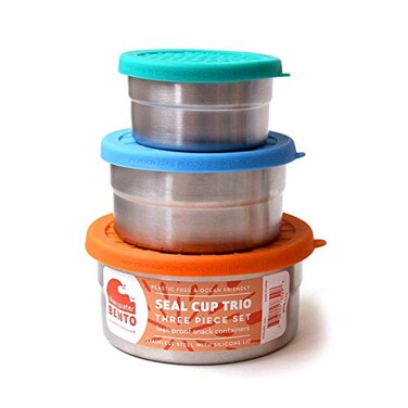 Ecolunchbox Seal Cup Trio 3Piece Nesting Stainless Steel LeakProof Container Set 40oz Total with Silicone Lids PlasticFree NonToxic Dishwasher Oven Safe
