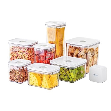 VAKUEN Premium Airtight Food Storage Containers Mega 8PSet Total 4611cup 7pcs Container and Vacuum Sealer Smart OneClick Seal Lid Patented Double Silicone Lining 100 Leak Proof BPAFREE