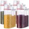 Lauwell Rice Storage Bin 4 Pcs Cereal Containers Dispenser with Measuring Cup Plastic Storage Containers with Lids Kitchen Storage Bin Rice Holder Container Food Container Sets for Flour Cereal 25 L R