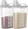 jioko 2 Pcs 55 LB Rice Storage Container Airtight Cereal Flour Dispenser with Pouring Spout Measuring Cup Kitchen Plastic Clear Dry Food Storage Bin for Grain Oatmeal Snacks Pet Dog Food