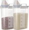 jioko 2 Pcs 55 LB Rice Storage Container Airtight Cereal Flour Dispenser with Pouring Spout Measuring Cup Kitchen Plastic Clear Dry Food Storage Bin for Grain Oatmeal Snacks Pet Dog Food