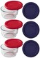 Pyrex 3 7202 1 Cup Clear Glass Storage Bowls with 7202PC 3 Red 3 Blue Plastic Lids Made in USA