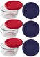 Pyrex 3 7202 1 Cup Clear Glass Storage Bowls with 7202PC 3 Red 3 Blue Plastic Lids Made in USA