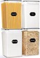 HKJ Chef 4 Pack Extra Large Airtight Food Storage Containers with Lids 65L 220 oz BPA Free Plastic Kitchen and Pantry Organization Contianers for Cereal Flour and Sugar Storage Labels Marker