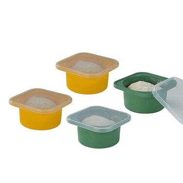 KEVJES Stackable Silicone Artisan Pizza Dough Proofing Containers with Lids 2 Yellow2 Green