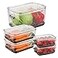 Progressive International Prepworks ProKeeper Food Fresh Produce Storage Container Set 5 Piece Clear Containers with Gray Sealed Tight Lids