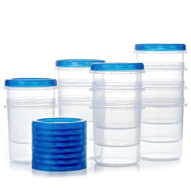Atecare Food Storage Containers with Twist Top Lids Ultra Thick Airtight Plastic Containers for Soup Leftover Ice Cream Overnight Oats BPA Free Stackable Freezer Containers 12 Pack32 oz