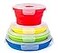 Kitchen Home Thin Bins Collapsible Containers Set of 4 Round Silicone Food Storage Containers BPA Free Microwave Dishwasher and Freezer Safe No more cluttered container cabinet SC149A