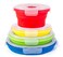 Kitchen Home Thin Bins Collapsible Containers Set of 4 Round Silicone Food Storage Containers BPA Free Microwave Dishwasher and Freezer Safe No more cluttered container cabinet SC149A