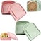 NADUSEP Sandwich Containers 2 Pcs Sandwich Box Food Storage Toast Shape Holder Plastic for Lunch Sandwich Keeper for Adults Prep Microwave Pink Green