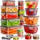 JSCARES 40 PCS Food Storage Containers with Lids Airtight 20 Lids 20 Containers Leakproof MealPrep Containers for Kitchen Storage Reusable Plastic MicrowaveDishwasher Safe with Labels Pen