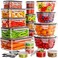 JSCARES 40 PCS Food Storage Containers with Lids Airtight 20 Lids 20 Containers Leakproof MealPrep Containers for Kitchen Storage Reusable Plastic MicrowaveDishwasher Safe with Labels Pen