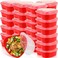 Layhit 30 Pcs Valentines Day Heart Containers Plastic Food Storage Containers with Lids Heart Shaped Disposable Dessert Lunch Box for Kitchen Restaurant Fruit Vegetable Red28 oz