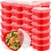 Layhit 30 Pcs Valentines Day Heart Containers Plastic Food Storage Containers with Lids Heart Shaped Disposable Dessert Lunch Box for Kitchen Restaurant Fruit Vegetable Red28 oz