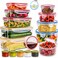 RFAQK 28 Pcs Food Storage Containers with Airtight Lids85OZ to 12OZ 14 Clear Plastic Containers with 14 LidsLarge Meal Prep Fruits Containers for KitchenFreezerMicrowave and Dishwasher Safe