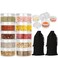 FWUNYVN 2 Sets 5 Layers Clear Portable Travel Spice Jars Multi Camping Spice Containers with Organizer Bag Stackable Spice Salt and Pepper Set for Outdoor Cooking Camping Traveling Barbecuing