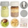 SOLIGT Overnight Oats Containers with Lids Folding Spoons and Divided Compartment for Fruit Nuts Small Glass 16oz Mason Jars for Oatmeal Yogurt Parfait 2 SetSmoke GrayOat White