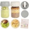 SOLIGT Overnight Oats Containers with Lids Folding Spoons and Divided Compartment for Fruit Nuts Small Glass 16oz Mason Jars for Oatmeal Yogurt Parfait 2 SetSmoke GrayOat White