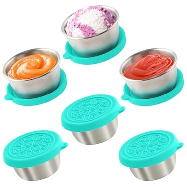 Qukaka 6x16 Oz Salad Dressing Containers With Lids Small Leakproof Reusable Stainless Steel Salad Dressing Container To Go For Lunch BoxesSauce containers PicnicsTravel Meal Prep And Kitchen Storage