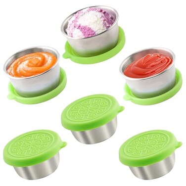Qukaka 6x16 Oz Salad Dressing Containers With Lids Small Leakproof Reusable Stainless Steel Salad Dressing Container To Go For Lunch BoxesSauce containers PicnicsTravel Meal Prep And Kitchen Storage