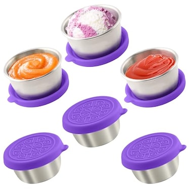 Qukaka 6x16 Oz Salad Dressing Containers With Lids Small Leakproof Reusable Stainless Steel Salad Dressing Container To Go For Lunch BoxesSauce containers PicnicsTravel Meal Prep And Kitchen Storage