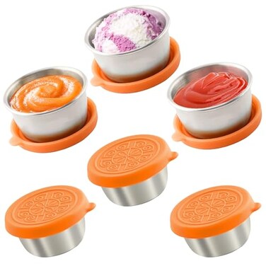 Qukaka 6x16 Oz Salad Dressing Containers With Lids Small Leakproof Reusable Stainless Steel Salad Dressing Container To Go For Lunch BoxesSauce containers PicnicsTravel Meal Prep And Kitchen Storage